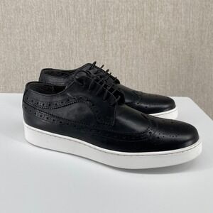 Frank Daniel Shoes Mens 42 US 9 Black Leather Wingtip Casual Lace Up Low Oxford